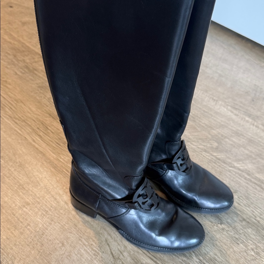 Tory Burch Black Leather Heeled Boots